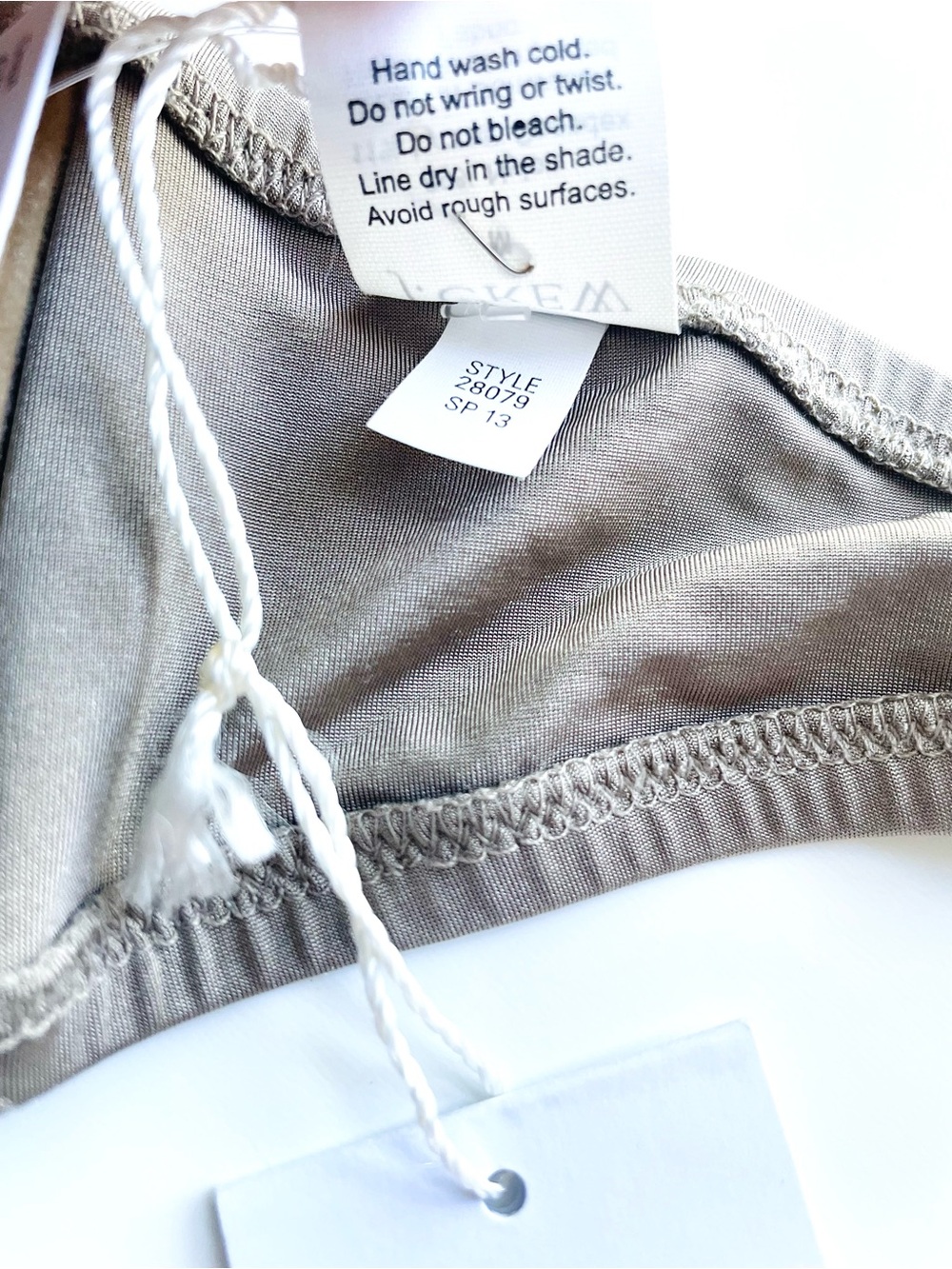 J.Crew Taupe Tan Halter Bikini Top Center O-Ring Medium M NWT Quiet Luxury Italy - Picture 8 of 14